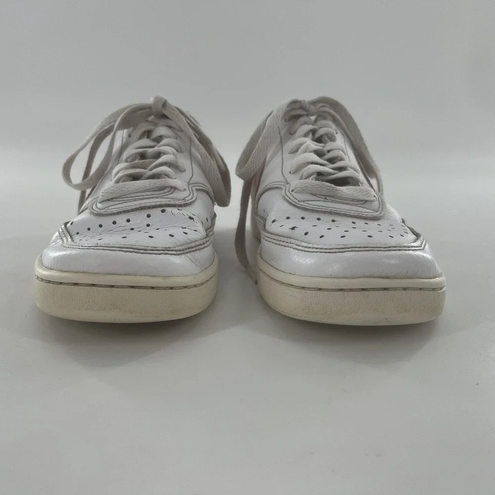 Nike Womens Court Vision Low 8 Leather Casual Shoe White Pink Swoosh‎ Sneaker